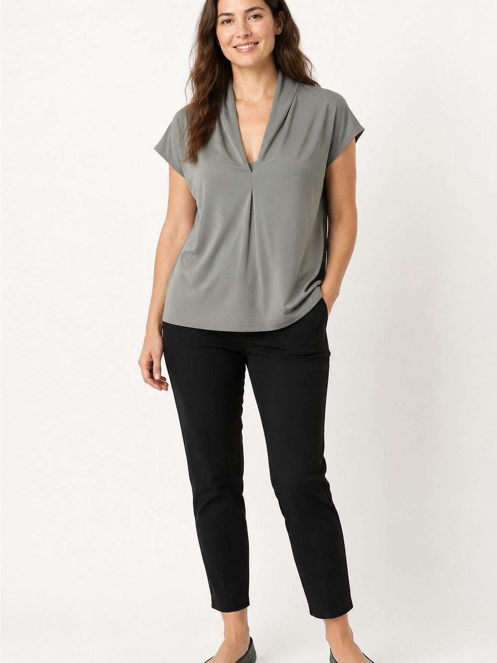 NWT Buffalo David Bitton Sage Draped V-Neck Blouse XL